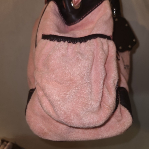 Vintage Juicy Couture Baby Pink Brown Terry Cloth Bag - Picture 12 of 12